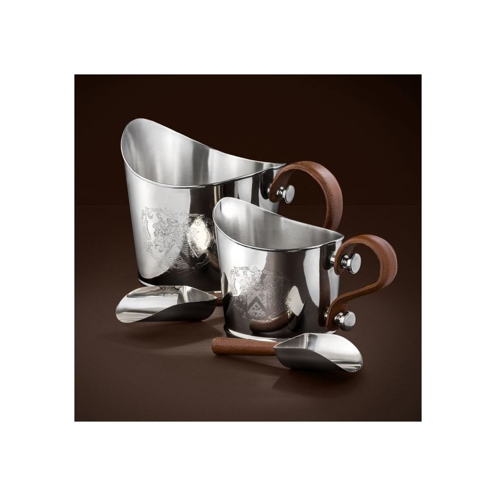 Elegant Nickel-Plated Decanter Set with Embossed Leather Accents