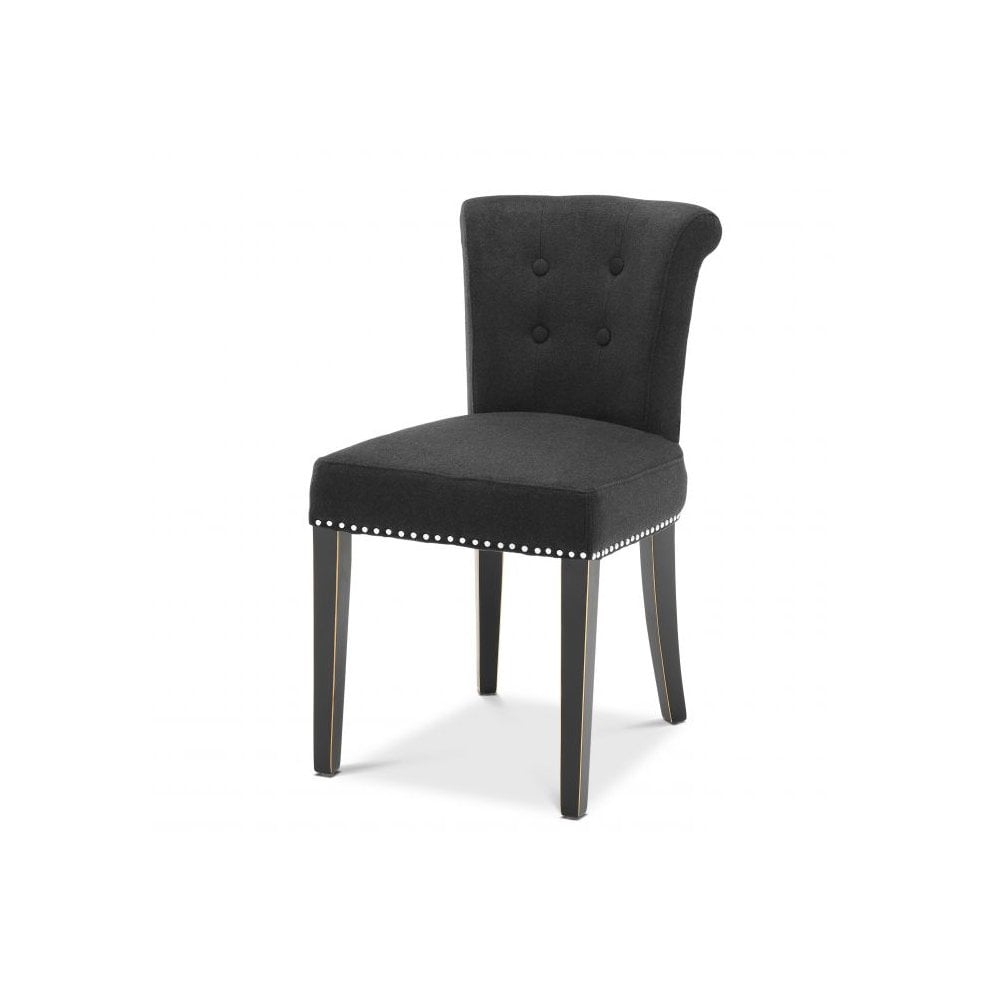 Key Largo Dining Chair in Black Cashmere with Nickel Accents