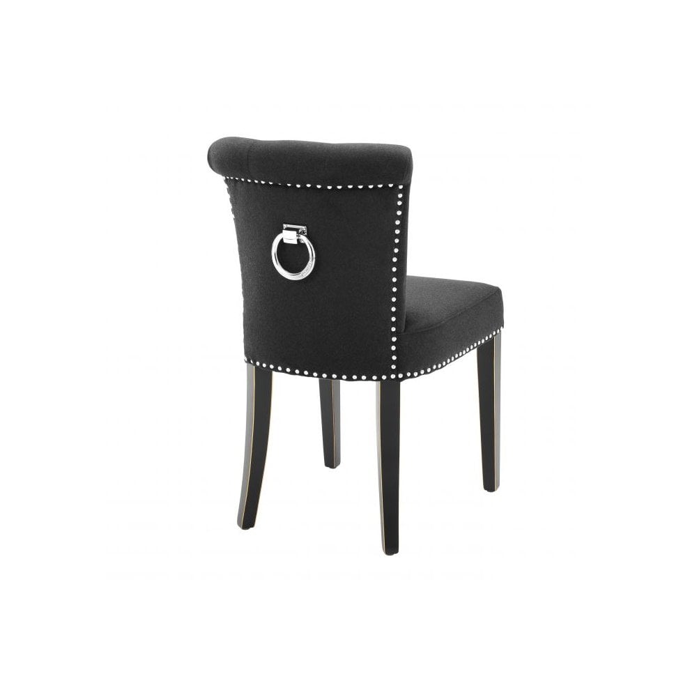 Key Largo Dining Chair in Black Cashmere with Nickel Accents