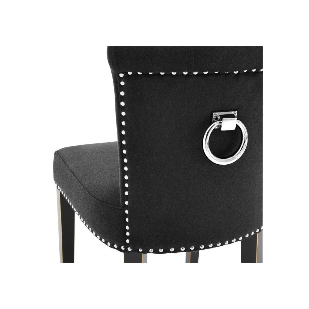 Key Largo Dining Chair in Black Cashmere with Nickel Accents