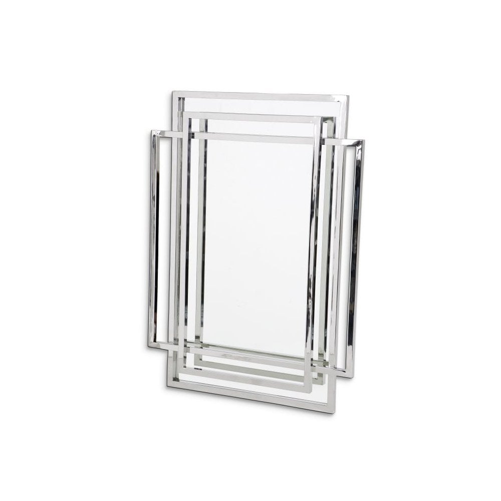 Elegant Reflection: Polished Stainless Steel Mirror with Beveled Glass