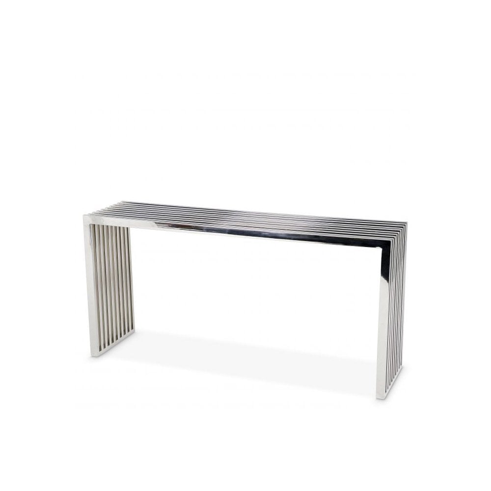 Sleek Architectural Console Table in Polished Stainless Steel