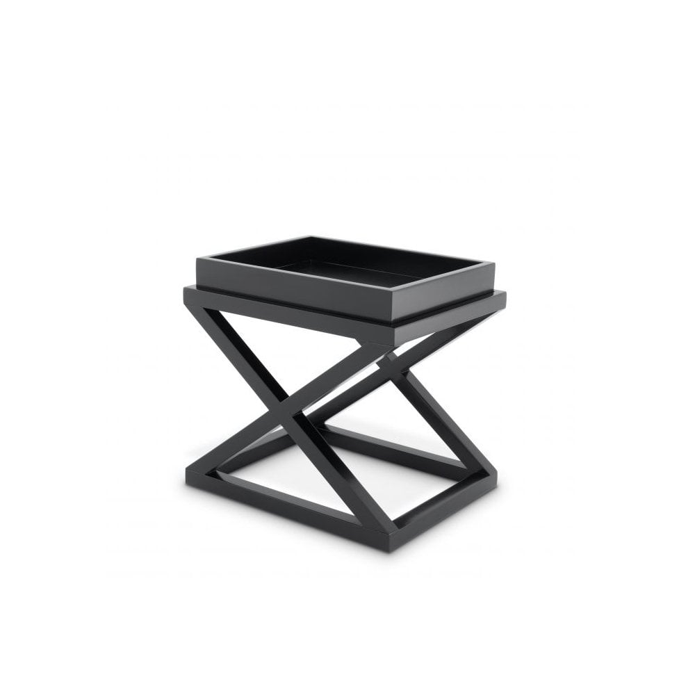 Sleek McArthur Side Table in Waxed Black Wood Finish