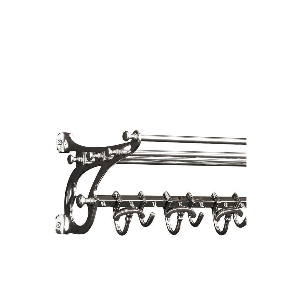 Hudson S Satin Nickel Wall-Mounted Coat Rack with Shelf and 13 Hooks