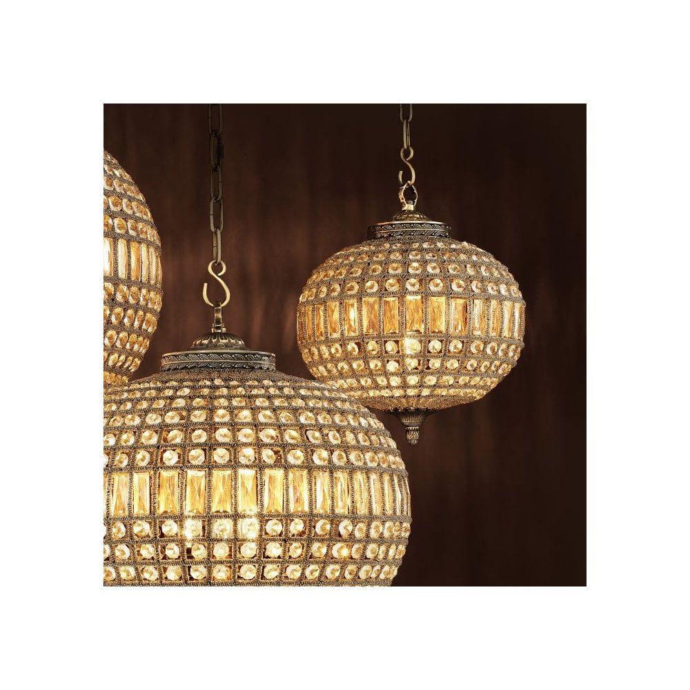 Vintage Brass Crystal Empress Chandelier, Kasbah