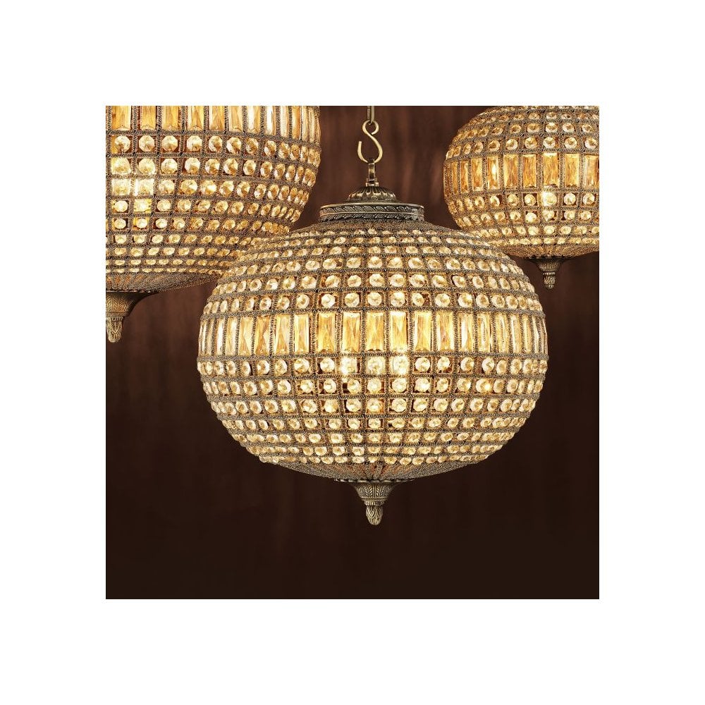 Empire Elegance Oval Chandelier, Crystal Glass & Antique Brass Finish
