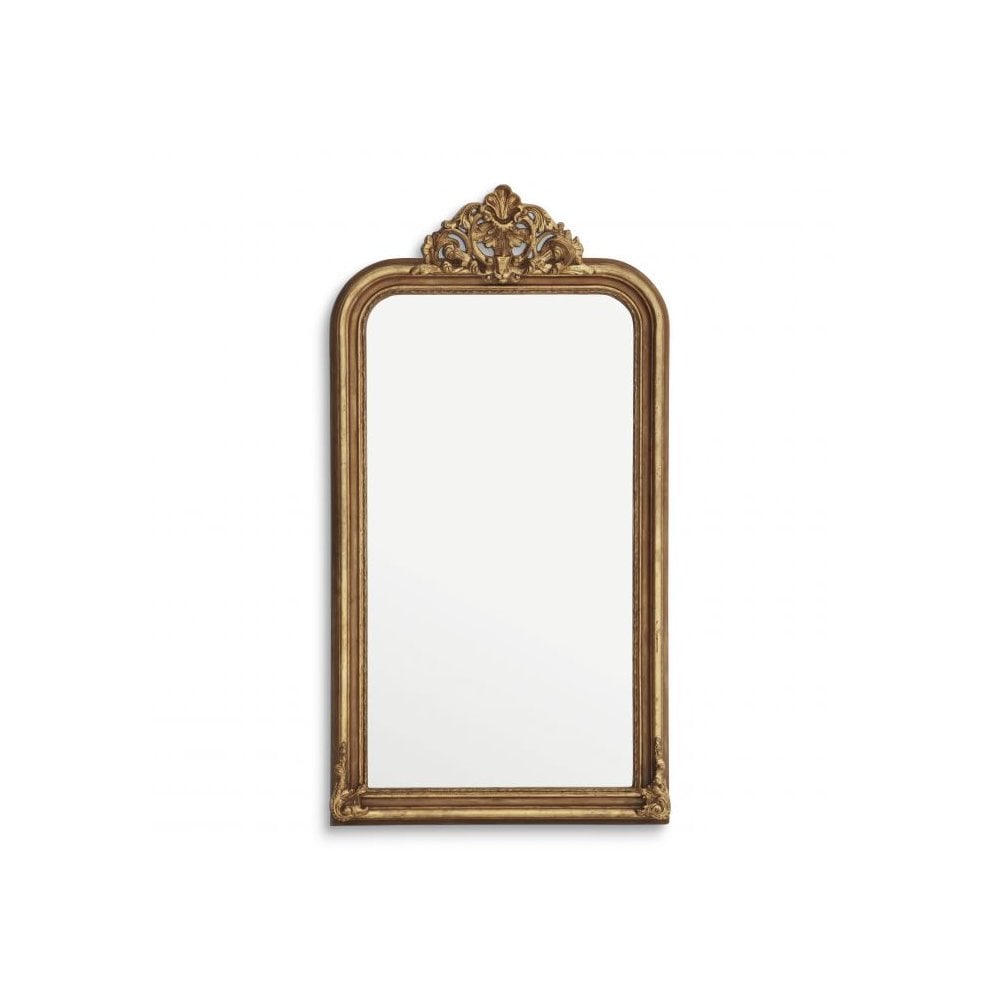 Antique Gold Leaf Boulogne Mirror with Ornamental Crown
