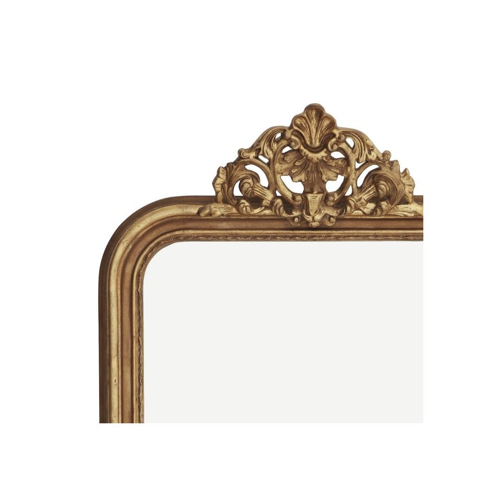 Antique Gold Leaf Boulogne Mirror with Ornamental Crown