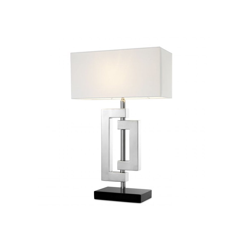 Leroux Table Lamp with Polished Stainless Steel and Granite Base