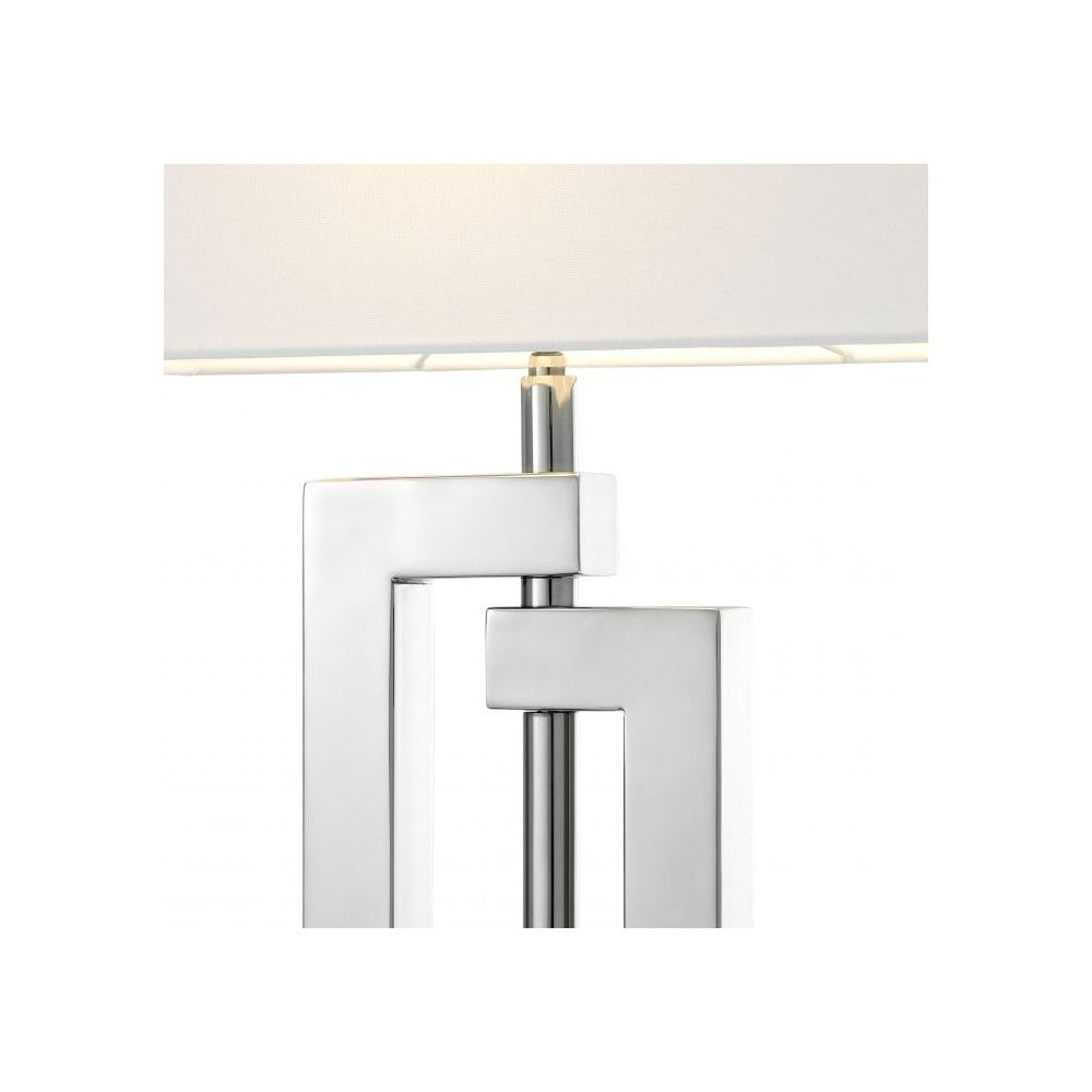 Leroux Table Lamp with Polished Stainless Steel and Granite Base