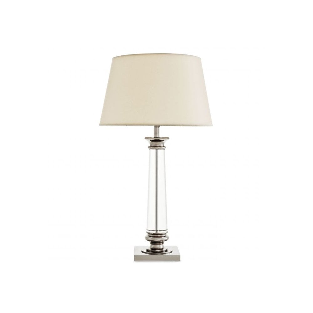 Dylan Crystal Glass Table Lamp with Nickel Finish and Off-White Shade