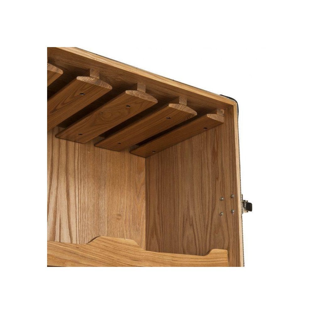 Elegant Campaign-Inspired Wine Cabinet in Bianco Check with Brass Accents