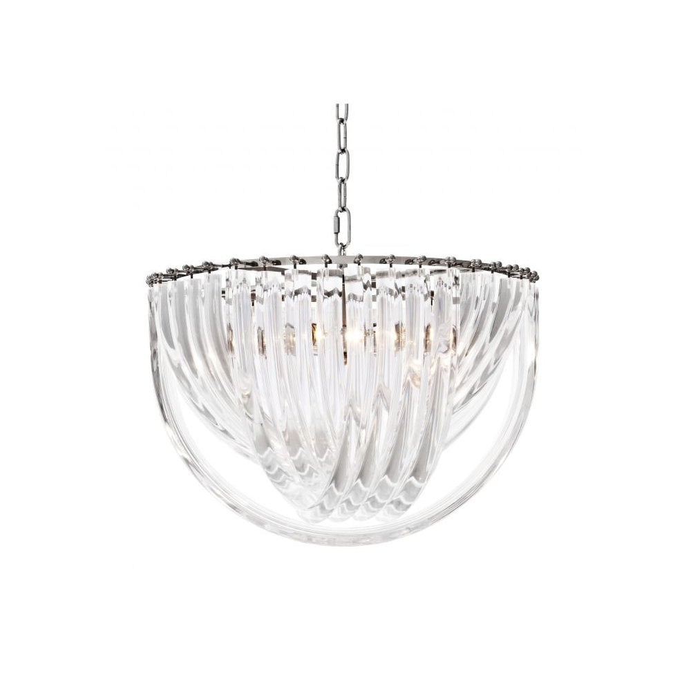 Murano Crystal Drop Chandelier 50 cm - Clear Acrylic & Nickel Finish
