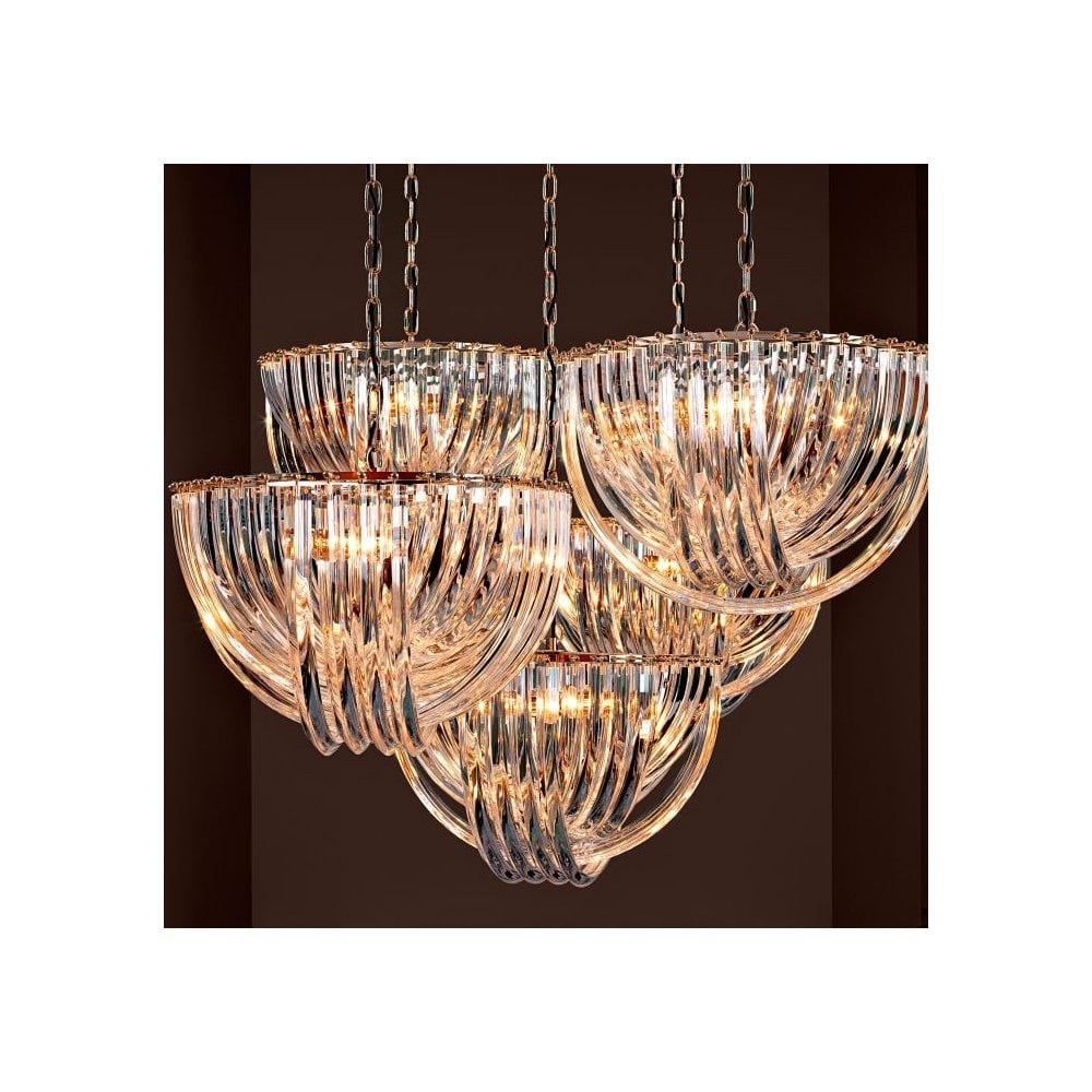 Murano Crystal Drop Chandelier 50 cm - Clear Acrylic & Nickel Finish