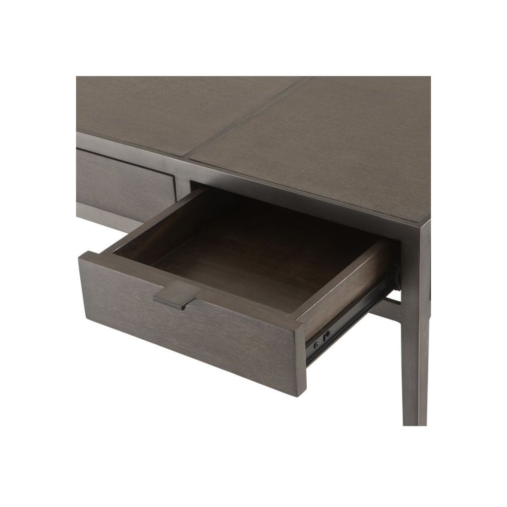 Scavullo Industrial Desk in Charcoal Oak and Bronze Finish