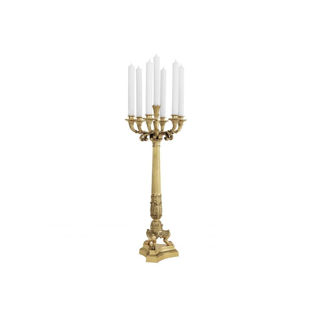 Jefferson Candle Holder: Elegant Polished Brass on Granite Base
