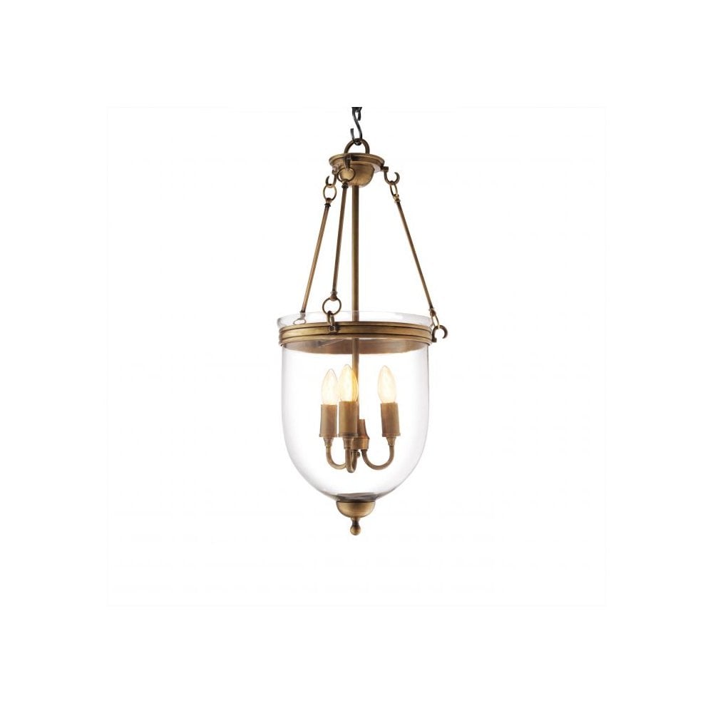 Cameron S Lantern: Vintage Brass Elegance, Clear Glass Enchantment