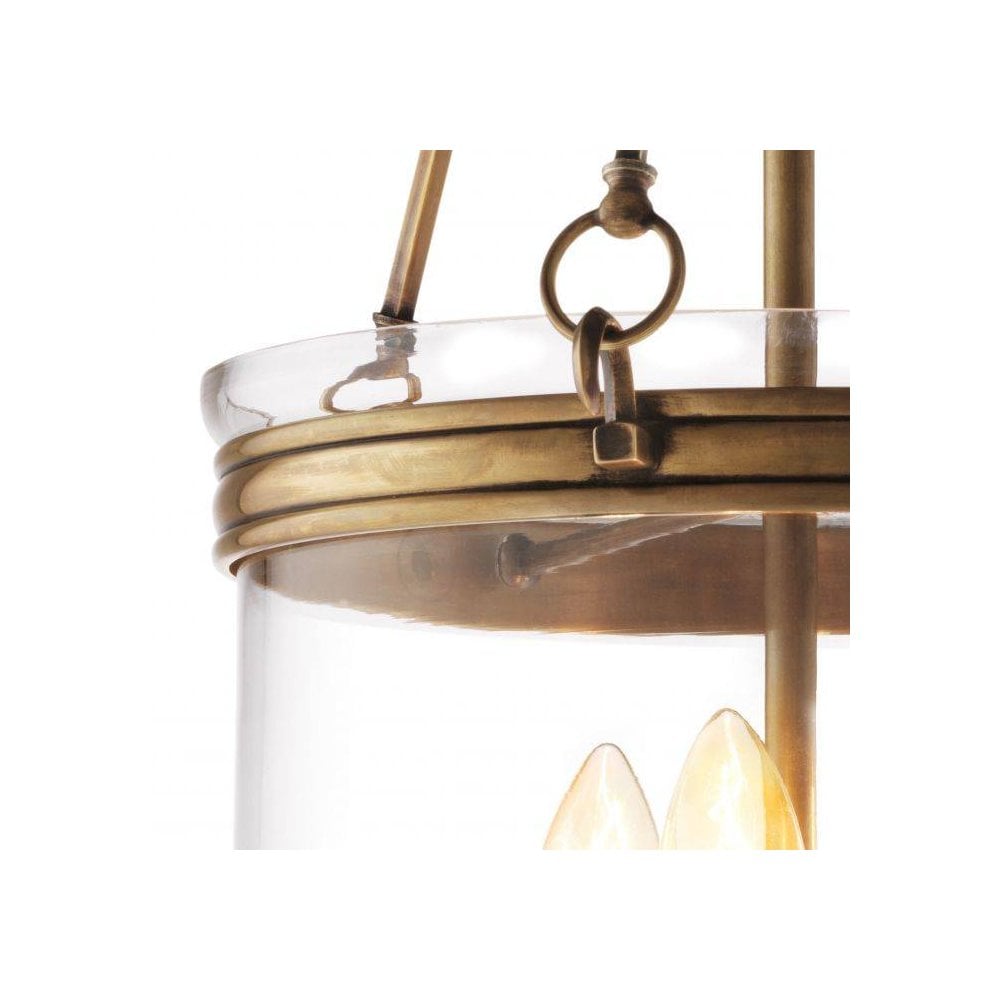 Cameron S Lantern: Vintage Brass Elegance, Clear Glass Enchantment