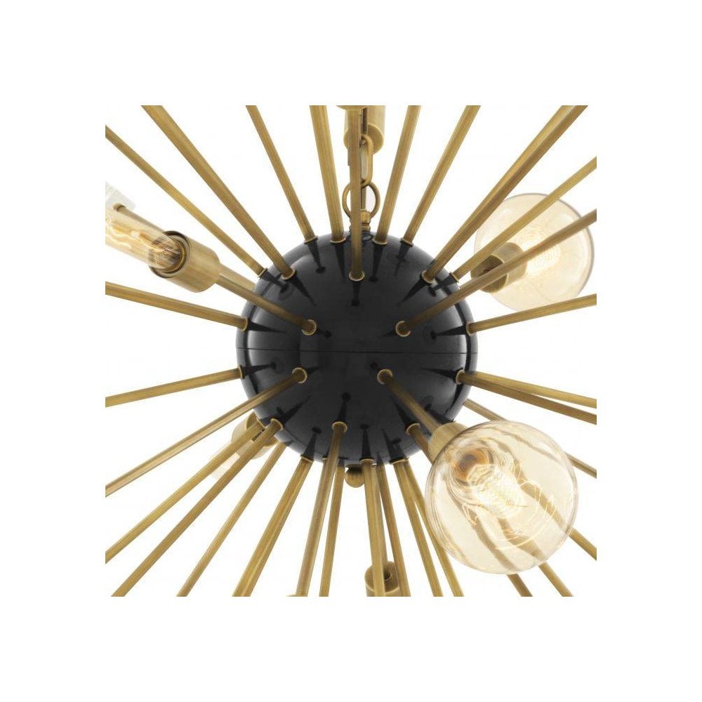 Luxe Stardust Chandelier, Clear Glass, Black & Brass Finish