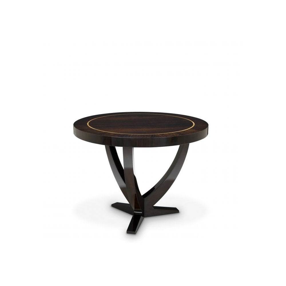 Title: Umberto High-Gloss Smoked Eucalyptus Veneer Art Deco Center Table