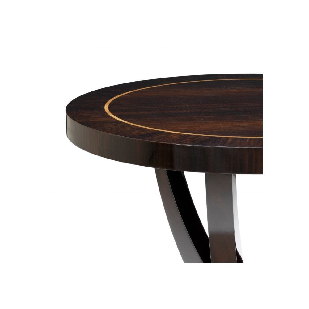 Title: Umberto High-Gloss Smoked Eucalyptus Veneer Art Deco Center Table
