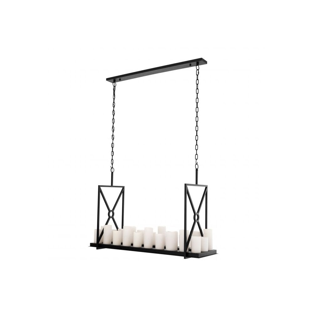 Gothic Elegance: Black Commodore Chandelier with Faux Candle Shades