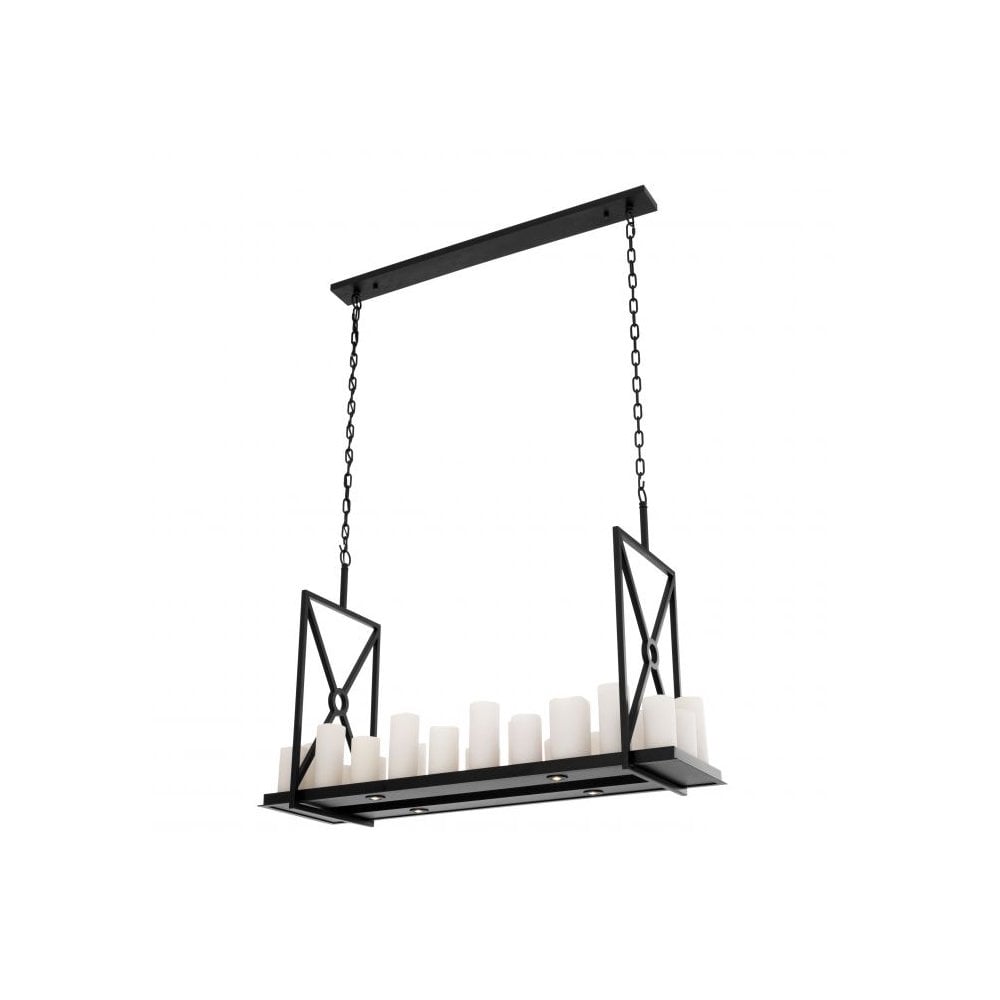 Gothic Elegance: Black Commodore Chandelier with Faux Candle Shades