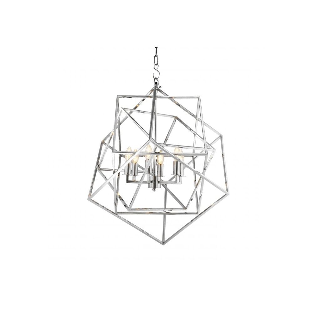 Cubist Elegance Lantern, Nickel Finish
