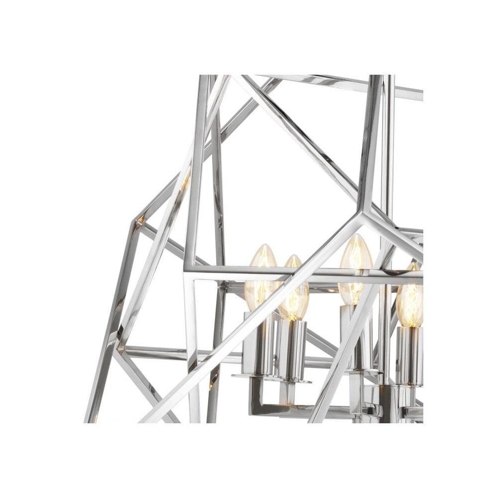 Cubist Elegance Lantern, Nickel Finish
