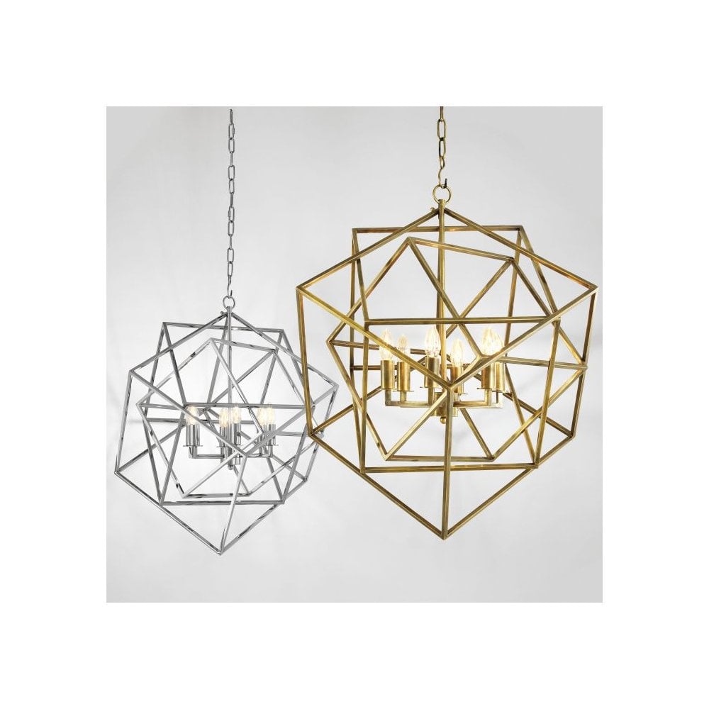 Cubist Elegance Lantern, Nickel Finish