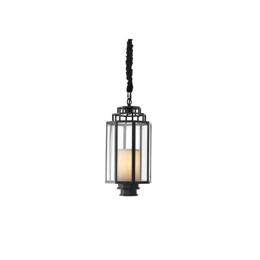 Monticello S Lantern in Black Matte with Clear Glass Panels