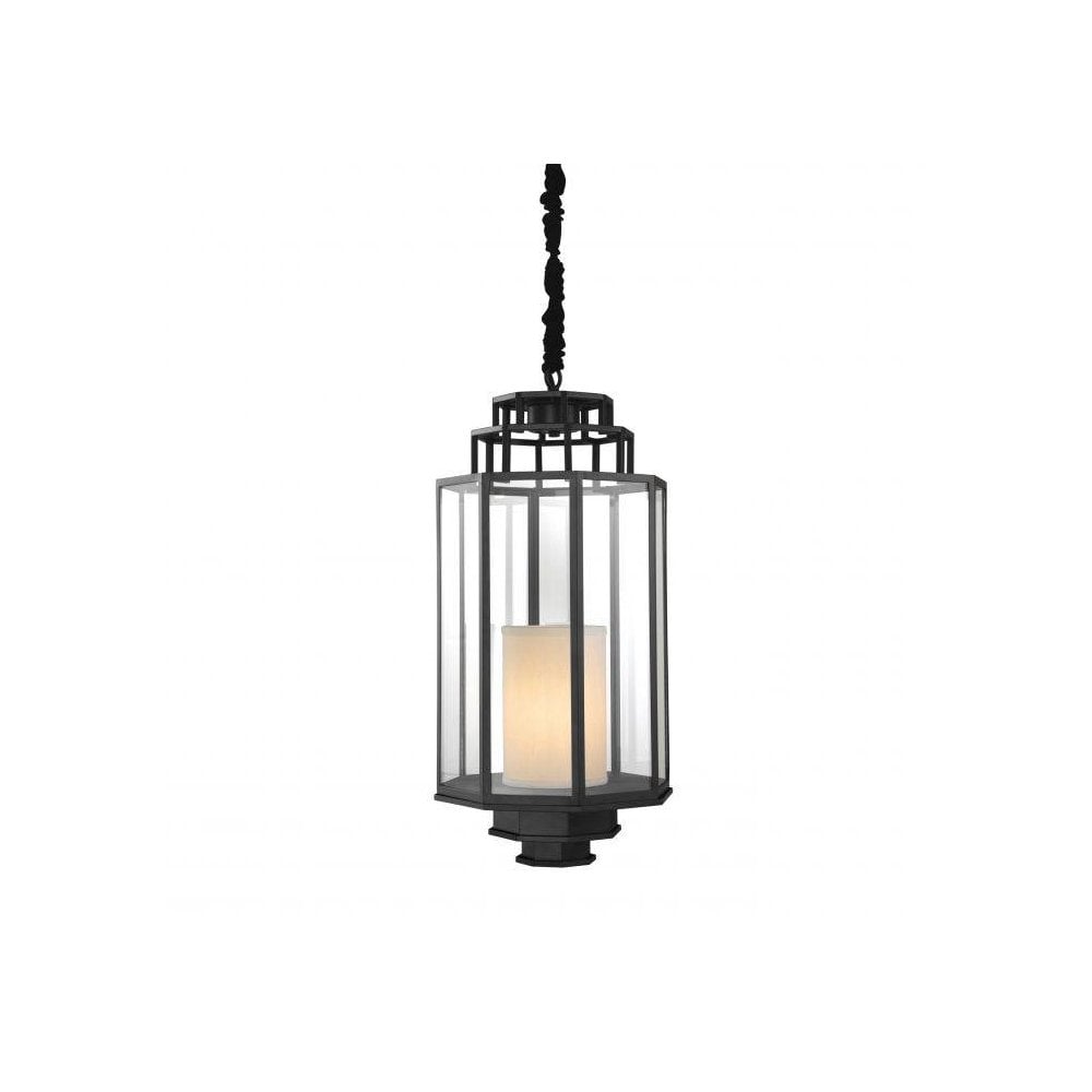 Modern Monticello Lantern, Matte Black with Clear Glass Panels