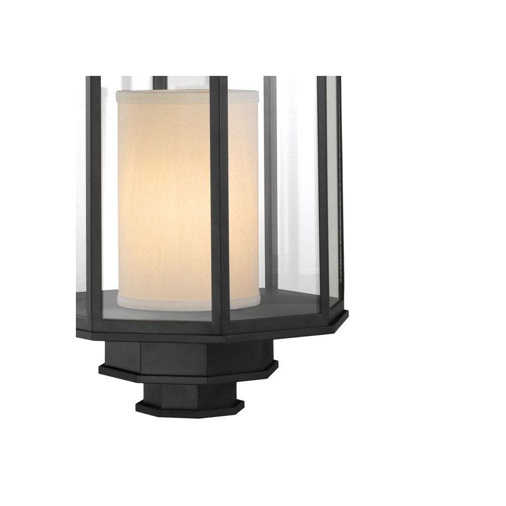 Modern Monticello Lantern, Matte Black with Clear Glass Panels