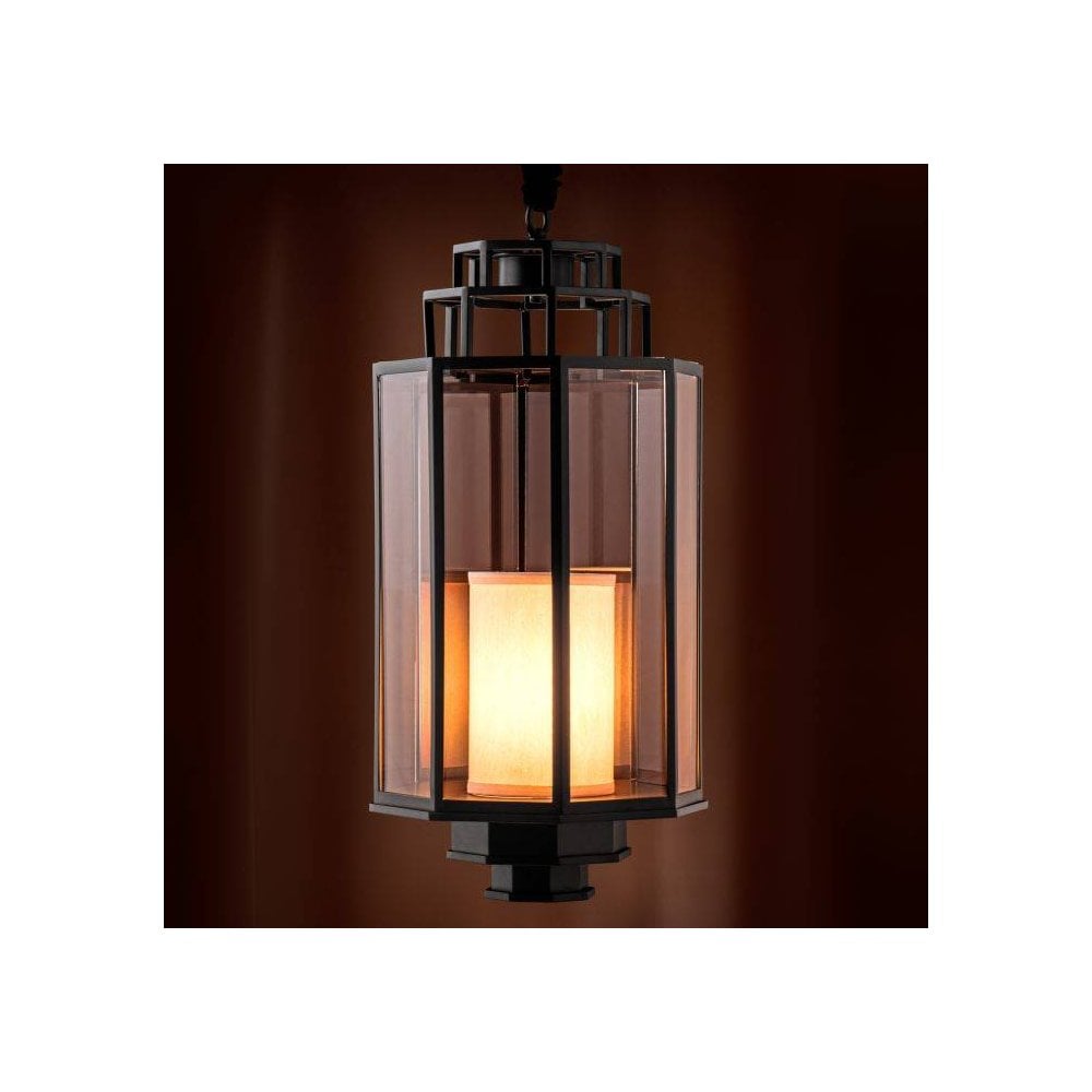 Modern Monticello Lantern, Matte Black with Clear Glass Panels