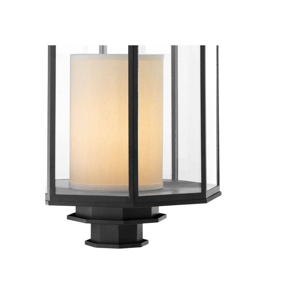 Monticello Lantern L, Matte Black with Clear Glass Panels