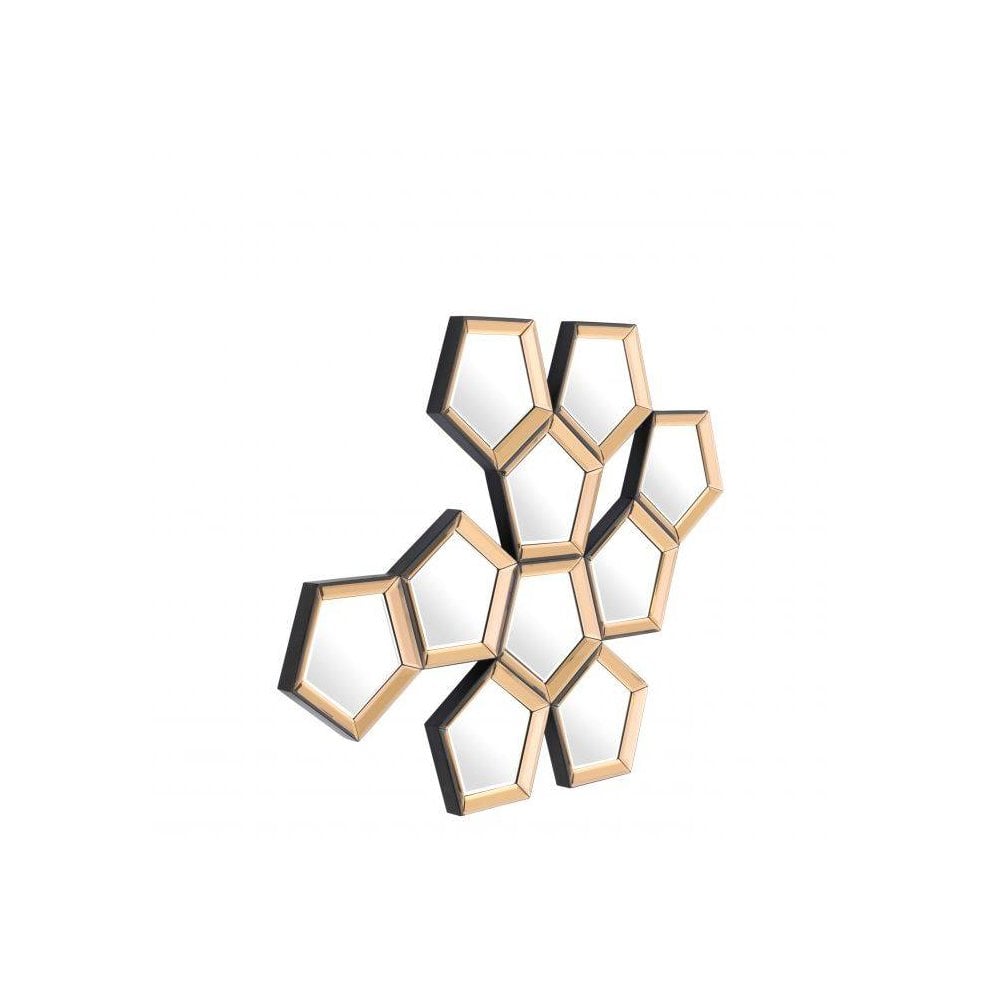Cheyenne Rose Pentagonal Cluster Mirror with Gold Finish Frame