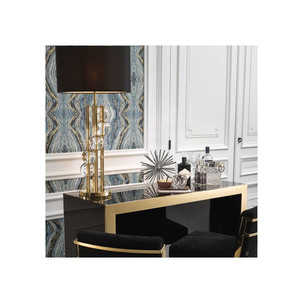 Elegant Lorenzo Table Lamp with Gold Finish and Clear Crystal Accents