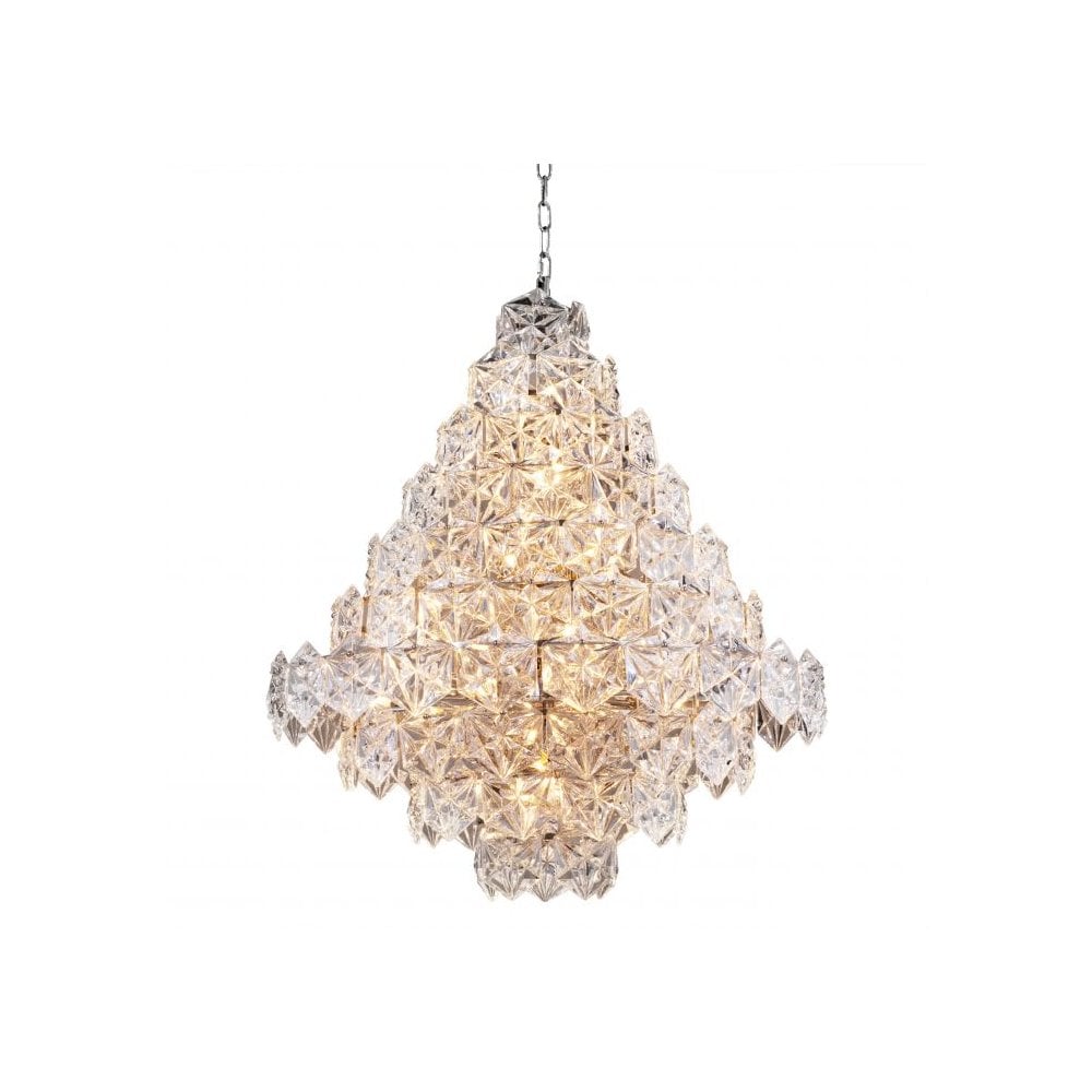 Elegant Hermitage L Chandelier: Clear Glass & Nickel Elegance