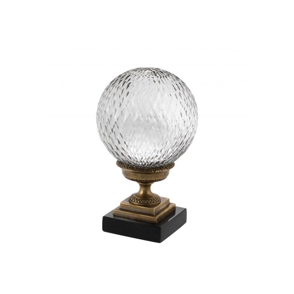 Trio of Divani Globes: Antique Brass & Hand Blown Glass Elegance