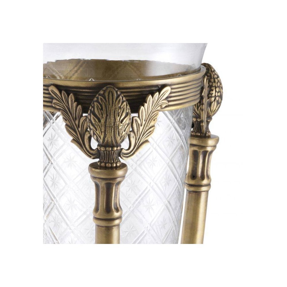 Rothschield Empire Glass Hurricane with Vintage Brass Artistry