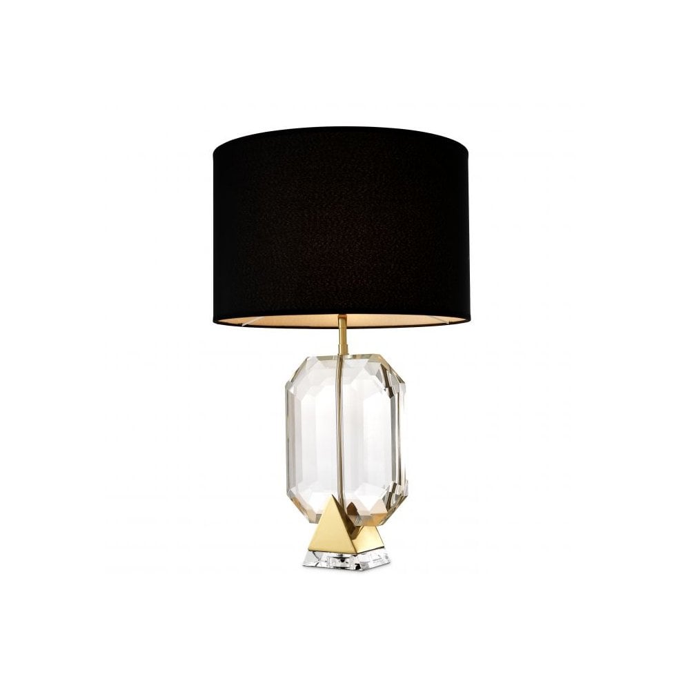 Emerald Gem Table Lamp with Gold Finish and Crystal Glass