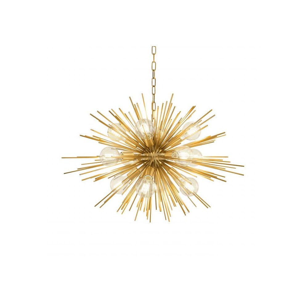 Radiant Sunburst Chandelier in Matte Brass Finish