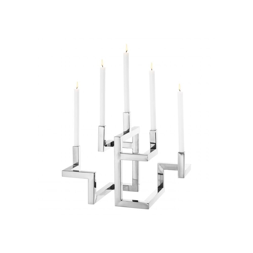 Nickel-Finished Urban Skyline Candle Holder
