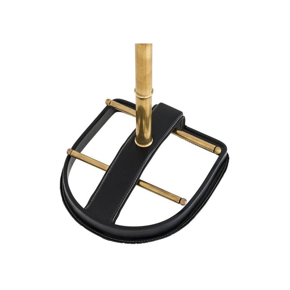 Vintage Brass and Black Leather Dress Valet Stand