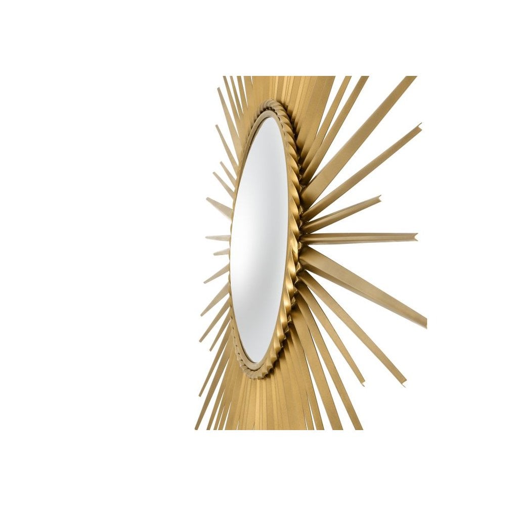 Helios Sunburst Convex Mirror in Antique Gold, 96 cm