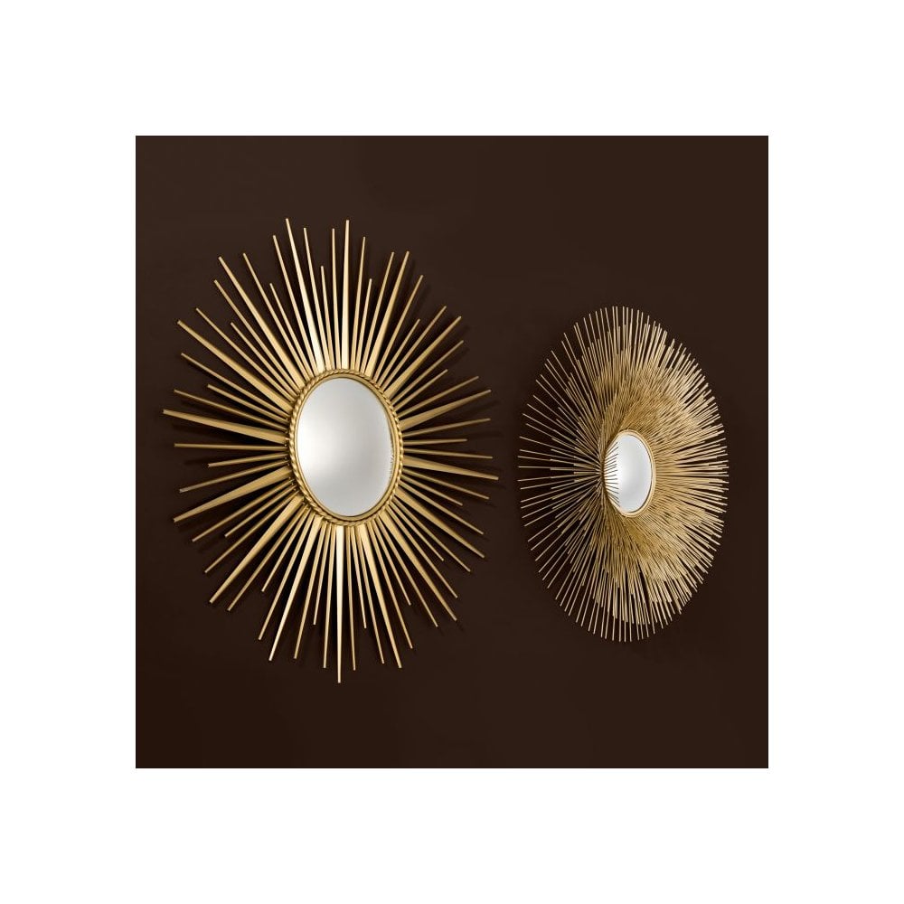 Helios Sunburst Convex Mirror in Antique Gold, 96 cm