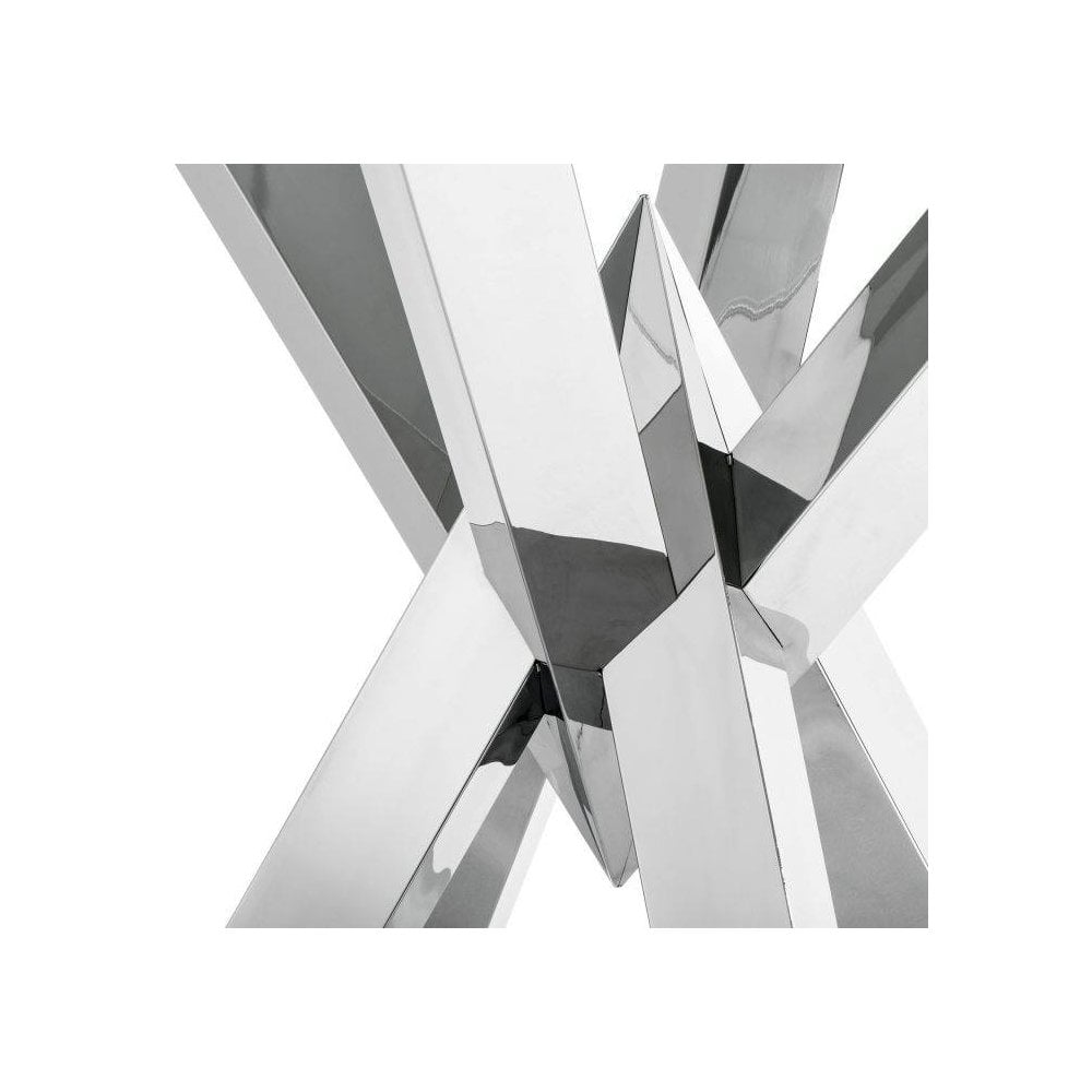 Triumph Dining Table: Sleek Stainless Elegance with Clear Glass Top