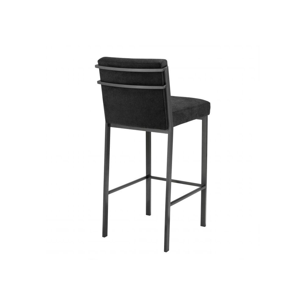Scott Bar Stool: Black Velvet Seat with Bronze Finish