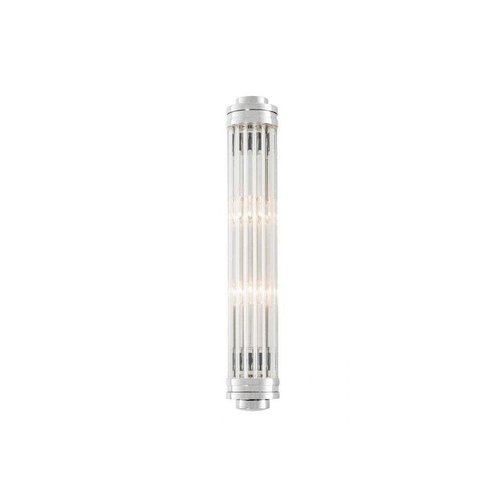 Nickel-Finished Art Deco Wall Sconce with Ribbed Clear Glass Shade