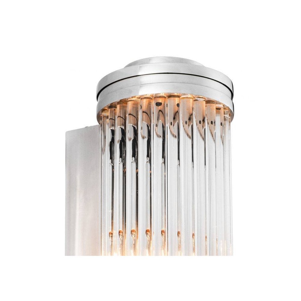 Elegant Art Deco Nickel Wall Sconce with Ribbed Clear Glass Shade
